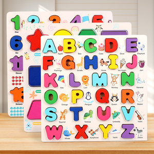 Jouets éducatifs Montessori pour enfants, garçons et filles, blocs d'apprentissage de l'alphabet et des nombres en 3D, puzzle de formes, jeux d'association - Product Image 2