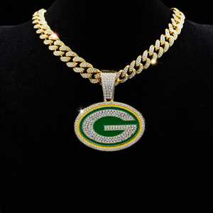 Kalung Liontin Olahraga Grosir Green Bay Packers Liontin Tim Sepak Bola untuk Penggemar Memakai Perhiasan Rantai Kuba untuk Hadiah - Product Image 2