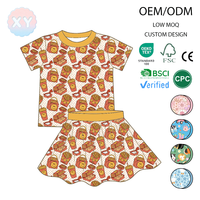 Ensemble 2 pièces tendance pour bébé fille, thème alimentaire, en bambou, haut à manches courtes à motif floral, jupe à volants, tenue d'été, certifié OEKO-TEX, doux