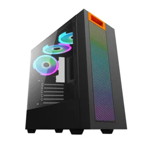 Groothandel Deluxe Hardware Oem Voorpaneel Kleurrijke Fan Mid Toren Rode Atx Gaming Computer Case