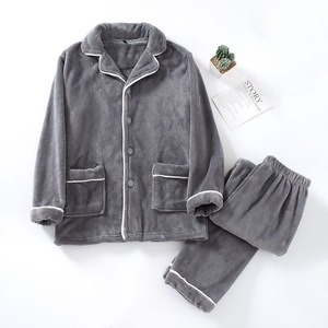 Yüksek kaliteli flanel erkek kalınlaş<span class=keywords><strong>m</strong></span>ış pijama sonbahar/kış erkekler iki parçalı sıcak pijama seti - Product Image 2