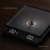 Báscula Digital Inteligente para Café Recargable Tipo-C, 3 kg, 0.1 g, con Temporizador, Báscula Electrónica de Alta Precisión, Herramienta de Cocina
