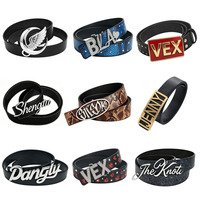 Ceinture personnalisée avec lettres gothiques et boucle en acier inoxydable pour hommes et femmes, accessoires de mode streetwear hip-hop