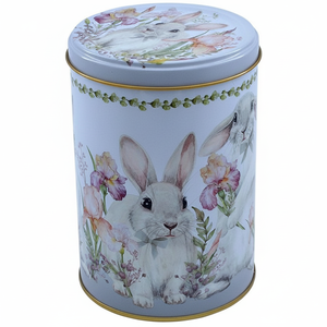 1.1L Vintage <b>Floral</b> Rabbit Decorative Art-Rustic Provençal Design Ø105x150mm Metal Tin <b>Box</b> Provençal Decorative Storage <b>Box</b> - Product Image 2