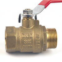 Robinet à bille fileté en laiton DN20 3/4 PN30 avec poignée rouge pour l'eau, l'huile et le gaz