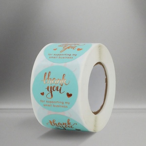 Custom Design in Stock Holographic Round <b>Label</b> 500pcs 2.5CM 1 Inch Thank You Stickers Roll for Supporting Small Business - Product Image 5
