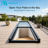 Fenêtre de toit coulissante rétractable en verre avec cadre en aluminium noir pour patio extérieur, terrasse, escalier, étanche, taille personnalisée