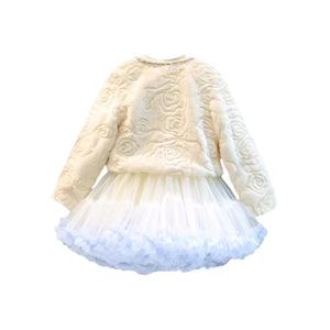 Completi Due Pezzi per <span class=keywords><strong>Bambina</strong></span> Personalizzabili di Nuovo Design Invernale con Abito da Principessa in Velluto a Cartoni Animati e Giacca Trapuntata in Pelliccia Sintetica - Product Image 2