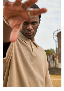 Vente chaude populaire 250gms polyester coton Polo T-shirt surdimensionné goutte épaule vierge broderie personnalisée Logo Polo T-shirt - Product Image 3