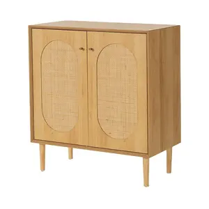 2024 in Rattan naturale decorato credenza armadietto di stoccaggio scaffale regolabile Buffet accento Cabinet soggiorno cucina corridoio