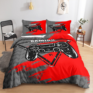 Sang Trọng Polyester Duvet Bìa Trò Chơi Màu Đỏ Xử Lý Loạt 3D Thiết Kế In Ấn Trẻ Em Của Phòng Ngủ Bộ Đồ Giường Đặt Ba Mảnh Thiết Lập - Product Image 1