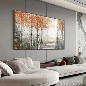 Peinture Forêt Dorée Minimaliste sur Toile Faite à la Main, Œuvre d'Art Texturée pour Hôtels, Décoration Murale pour la Maison, Décoration Commerciale - Product Image 4