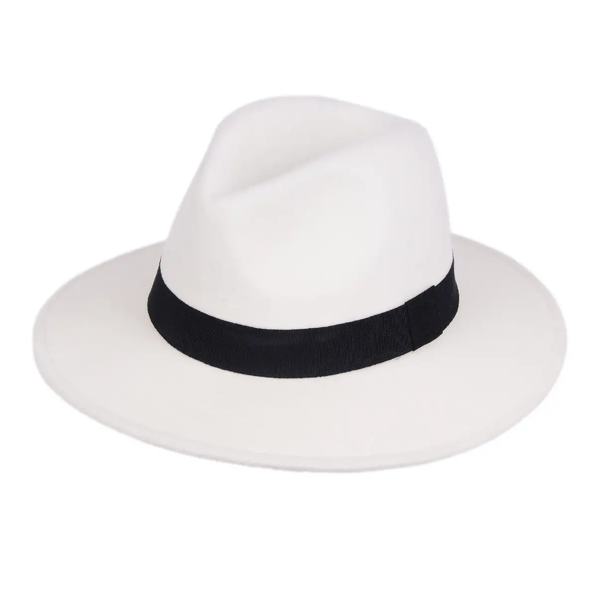 Alta qualidade Mulheres Chapéu Atacado 2021 Flat Brim Top Hat Material de lã Fedora Decoração Wide Brim Felt Hat