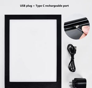 ป้ายเมนู LED แบบชาร์จไฟได้ พร้อมขาตั้ง แบบสองหน้า ขนาด A4 สำหรับร้านอาหาร ร้านกาแฟ ร้านขนม - Product Image 5