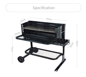 Barbecue à charbon <span class=keywords><strong>de</strong></span> bois noir <span class=keywords><strong>de</strong></span> style <span class=keywords><strong>piano</strong></span>, pour l'intérieur <span class=keywords><strong>et</strong></span> l'extérieur, avec chariot <span class=keywords><strong>et</strong></span> table latérale - Product Image 2
