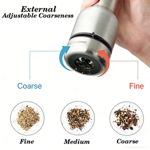 Moulin à poivre électrique portable professionnel en acier inoxydable de qualité supérieure avec logo personnalisé, moulin à épices électrique à une main avec capsules interchangeables - Product Image 3