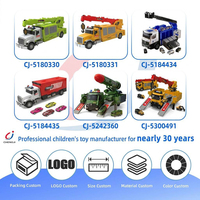 Chengji Jouet de Piste de Stationnement pour Camions et Voitures DIY, avec Rangements en Plastique, Rail de Catapulte et Camion de Pompiers à Inertie, avec Sons et Lumières