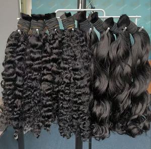 Extensiones de cabello humano rizado indio sin procesar, cabello natural trenzado, virgen, sin procesar, a granel - Product Image 1