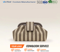 Sac à main bandoulière en lin rayé avec fermoir Kiss Lock, personnalisable avec logo, pour femme, idéal pour les fêtes, mariages et usage quotidien, fabrication ODM/OEM
