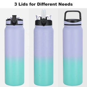 Bouteille d'eau sport en acier inoxydable 1000 ml au design classique, double paroi isolée sous vide, nouveau style, revêtement poudré - Product Image 5