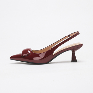 Tacchi a spillo <span class=keywords><strong>bordeaux</strong></span> in PU da donna, eleganti scarpe da sposa con punta affusolata, <span class=keywords><strong>tacco</strong></span> a gattino e fibbia - Product Image 4