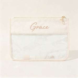 Pochette zippée plate écologique sur mesure en vinyle PVC transparent pour le rangement de maquillage 29,5x21cm - Product Image 5