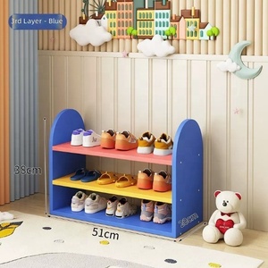 Étagère à chaussures pour bébés et enfants en bois massif, 3 niveaux, compacte, simple, étroite, mini, design mignon de dessin animé, élégante, pour garçons et filles, pour la maison - Product Image 6