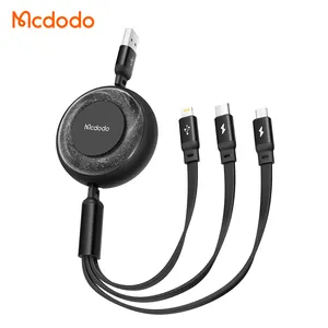 3A 3in1 Multi Charging Cable [Travel Essential] Sparkling Luminous USB to Retractable Phone Charger Multiple Charging Cord