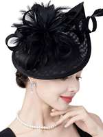 Fascinateur Premium pour Femme, Chapeau de Mariage Chic, Fascinator en Sinamay à Plumes pour Cérémonie, Accessoire Coiffure Élégant avec Pince pour Mariée et Fêtes
