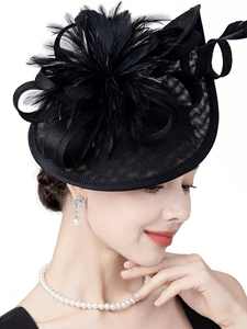 Fascinateur Premium pour Femme, Chapeau de Mariage Chic, Fascinator en Sinamay à Plumes pour Cérémonie, Accessoire Coiffure Élégant avec Pince pour Mariée et Fêtes - Product Image 3