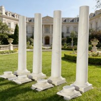 Columna Romana de Mármol Beige Pulido de Alto Brillo, Pilar Cilíndrico Sólido o Hueco de Estilo Toscano para Decoración de Vestíbulos de Hoteles y Villas