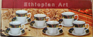 Set di 6 Tazze da Caffè in Ceramica Fatte a Mano Etiopi ed Eritree Molto Tradizionali ma Moderne Habesha Buna <span class=keywords><strong>Cini</strong></span> - Product Image 5