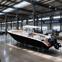 Vente directe d'usine, bateau de pêche en aluminium de qualité supérieure, bateau à console centrale, coque en aluminium 5083, bateau de pêche en haute mer à deux moteurs