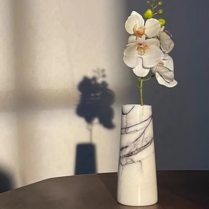Stonekoc italiano minimalista lilla marmo bianco vaso in pietra modello casa arredamento morbido fiori secchi - Product Image 2