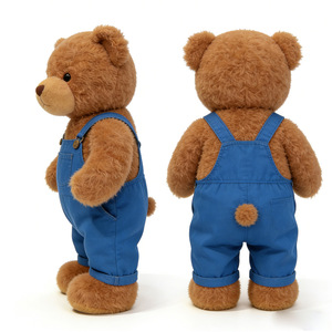 Ours en peluche personnalisé avec pantalon à bretelles bleu, jouet en peluche ours en peluche marron personnalisé - Product Image 4