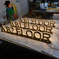 Lettres 3D en acier inoxydable rétroéclairées avec logo personnalisé, signalétique de numéro de sol OEM, signalétique lumineuse pour immeuble de bureaux, centre commercial