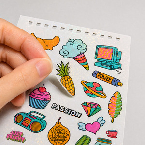 Feuille d'autocollants holographiques personnalisés 10x15cm en PVC découpé au laser, vente en gros OEM ODM pour agenda, journal, scrapbook, classeur - Product Image 5