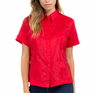 <span class=keywords><strong>Camicia</strong></span> personalizzata Guayabera da <span class=keywords><strong>donna</strong></span> in <span class=keywords><strong>lino</strong></span> 100% <span class=keywords><strong>manica</strong></span> <span class=keywords><strong>corta</strong></span> con 4 tasche - Product Image 5