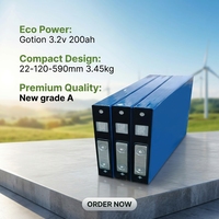 Sel Baterai LiFePO4 Blade Gotion 3.2V 200Ah 202ah Grade A, Tipis Prismatik, 6000 Siklus untuk Forklift, Marine, AGV