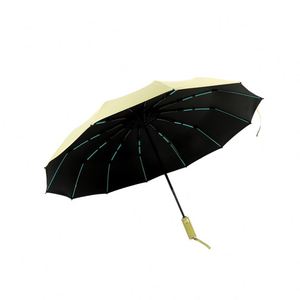 Parapluie de voyage moderne promotionnel, coupe-vent robuste, entièrement automatique, pliable en 3 sections, logo personnalisable, compact, 12 baleines, idéal comme cadeau - Product Image 2