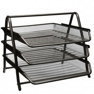 3-Tier Metal Mesh Desktop Office <b>Organizer</b> Tray Document Holder and <b>File</b> Tray for Desk Enhances Paper Management - Product Image 1