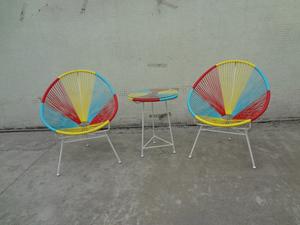 अकापुल्को रेट्रो कुर्सी आउटडोर घर आंगन बिस्ट्रो 3 टुकड़ा रेट्रो आँगन कुर्सी और मेज सेट - Product Image 5