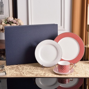 จานเซรามิคลายเพชรหรูหราสำหรับผักและของหวาน จานอาหารตะวันตก - Product Image 4