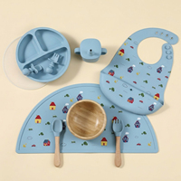 Ensemble d'alimentation pour bébé en silicone de qualité alimentaire, assiette à ventouse divisée avec motifs de chat, d'ours et de lapin, vaisselle personnalisée pour enfants