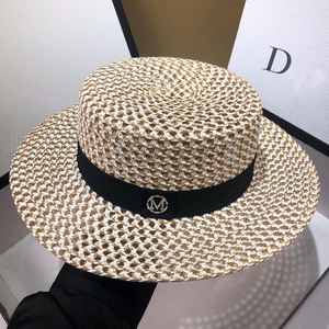 Straw <b>Hat</b> Bucket <b>Hat</b> For Women <b>Summer</b> Sun Protection Breathable Flat Top Beach Travel <b>Hat</b> Khaki Black Gray - Product Image 4