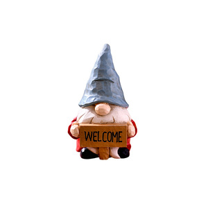 Resin Christmas Elf Miniature Figurines With Welcome Signs 3.9in Indoor Decor Gift - Product Image 5
