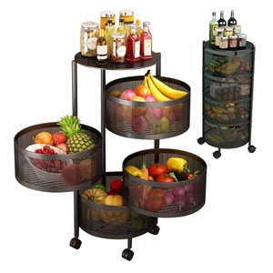 Cesta de Almacenamiento de Frutas y Verduras Oniya de 4 Niveles, Estante de Almacenamiento Giratorio Redondo de Múltiples Capas para Cocina - Product Image 1