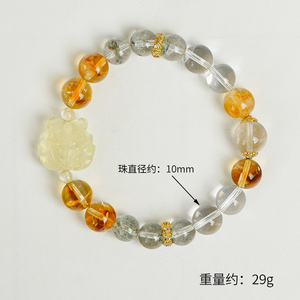 Spirituale fatto a mano per bracciale con quarzo rutilato dorato chiaro quarzo verde fantasma volpe citrino scatenando palla prosperità - Product Image 6