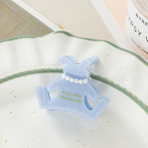 مشبك شعر كوري على شكل أرنب للفتيات، إكسسوار شعر ناعم وحلو من حمض الخليك، مشبك شعر حيواني أنيق ولطيف من الأسيتات - Product Image 5