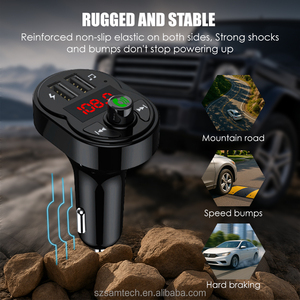 FM <span class=keywords><strong>Bluetooth</strong></span> transmitter cho xe hơi không dây <span class=keywords><strong>Bluetooth</strong></span> rudio AUX Adapter xe Kit MP3 Máy nghe nhạc nhận kép cổng USB sạc nhanh - Product Image 5